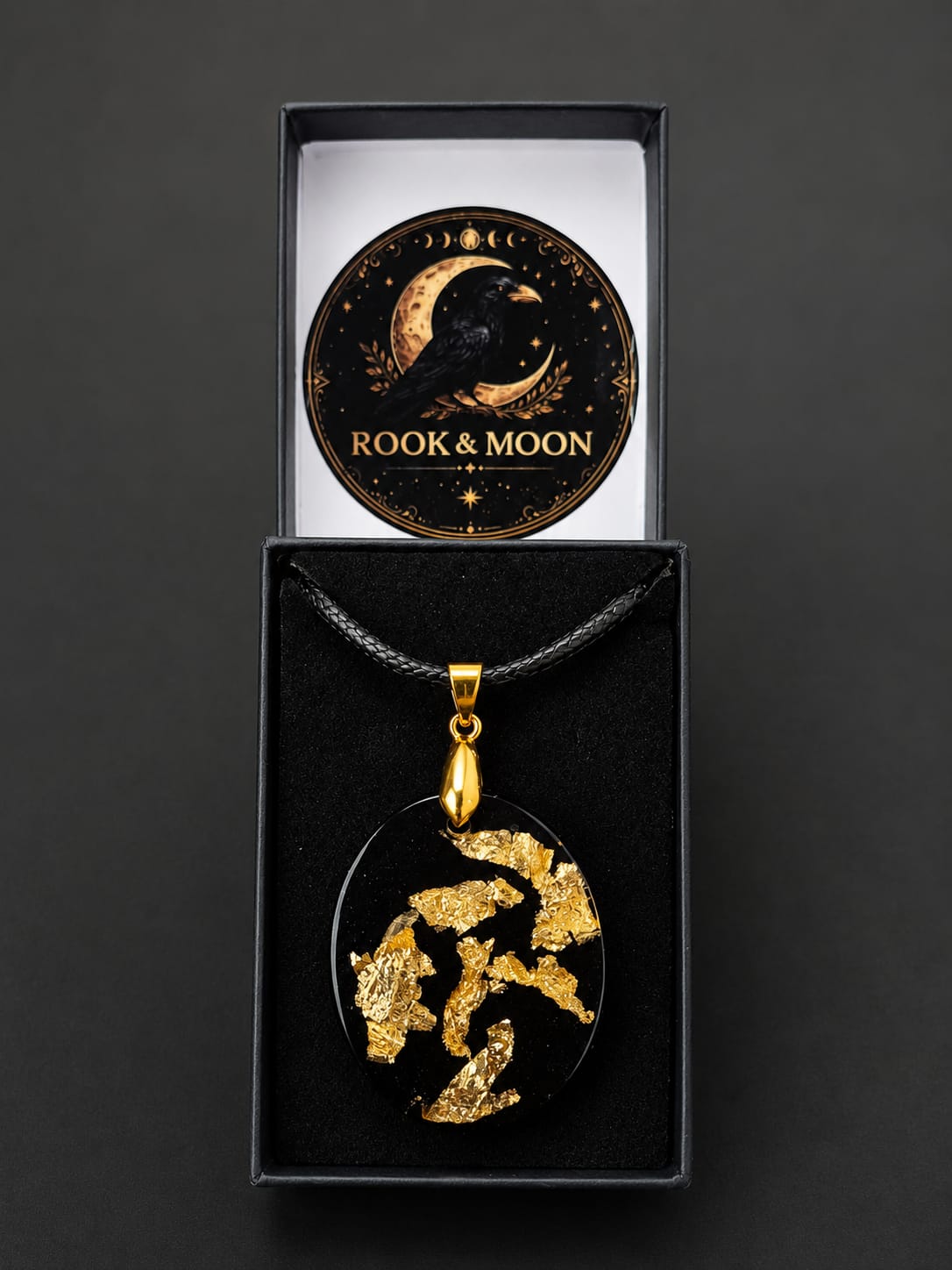 Gold-leaf resin necklace