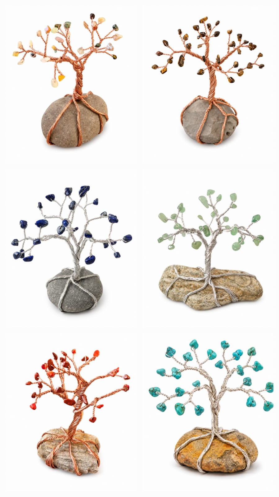 Gemstone wire trees of life